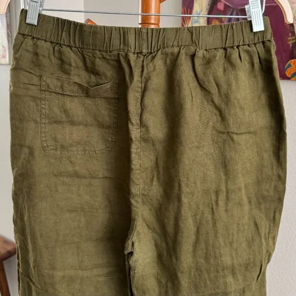 Quince - 100% European Linen Pants in Martini Olive - Picture 7 of 9